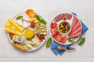 A selection of various cheeses and meats