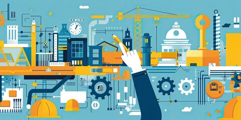 Abstract illustration of construction and technology.