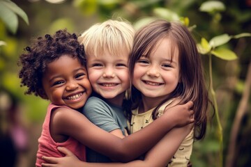 Children Friendship Togetherness Playful Happiness Concept, Generative AI