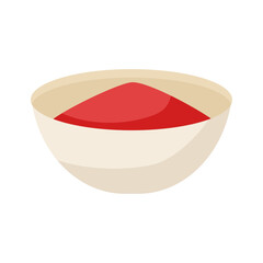 Chili pepper powder in bowl icon on white background