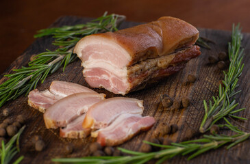 raw meat with rosemary