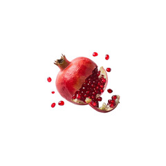 photo of peeled pomegranate on a white background. It can be used as graphic design