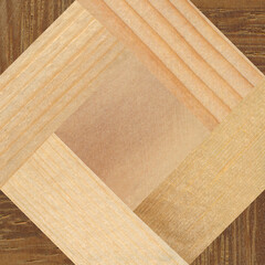 Wooden marquetry can be patterns created from the combination of pine and walnut wood, wooden floor, parquet, cutting board