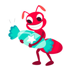 A flat style sticker of ant candy 

