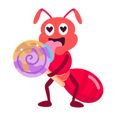 A comic style sticker of ant lollipop 

