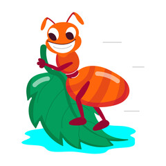 Cartoon style sticker of ant leaf 

