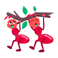 A cartoon style sticker of ants working 

