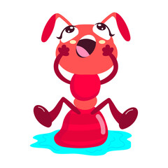 A flat style sticker of shocked ant 


