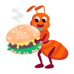 Ant burger sticker designed in flat style 

