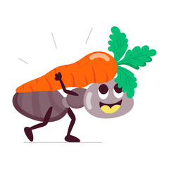 A comic style icon of ant carrot 

