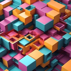 Obraz premium Colorful 3D cubes and blocks arranged in a vibrant, playful design