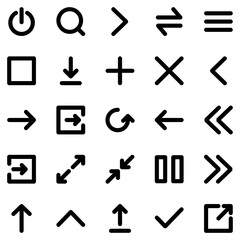 Collection of Basic Navigation Related Vector Line Icons. Contains Icons like Delete, Arrow, Download, Add and more. Editable stroke. 48x48 pixels