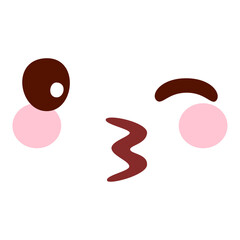 Hand drawn kawaii face illustration on white background