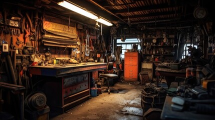 Cluttered Garage Workshop