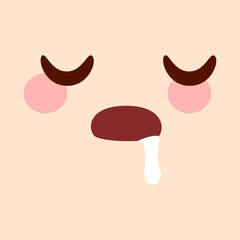 Hand drawn kawaii face isolated illustration