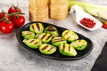 Grilled green brussel sprout cabbage
