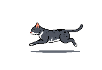 pixel art cat on transparent isolated background icon illustration design graphic flat style