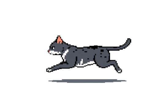 pixel art cat on transparent isolated background icon illustration design graphic flat style