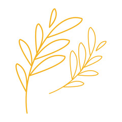 Hand drawn colorful leaves illustration on the white background