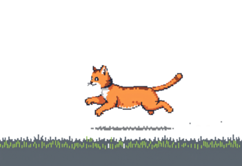 pixel art cat on transparent isolated background icon illustration design graphic flat style