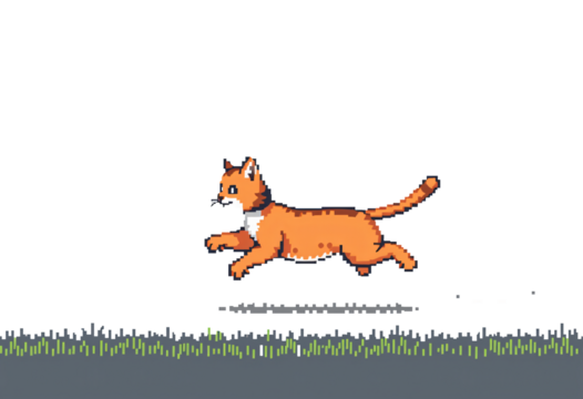 pixel art cat on transparent isolated background icon illustration design graphic flat style