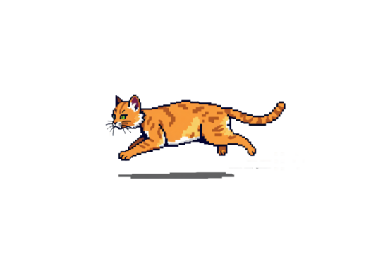 pixel art cat on transparent isolated background icon illustration design graphic flat style