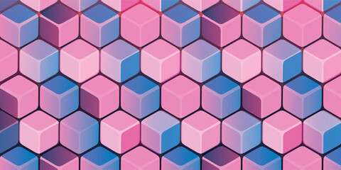 Modern Style 3D Cuboids Texture Colored in Shades of Blue, Purple and Pink - Mosaic Pattern, Editable Abstract Geometric Background Design, Vector Templateabstract_background3024