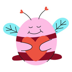 Hand drawn valentine's day bee couple illustration