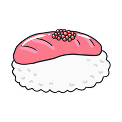 Hand drawn Sushi illustration isolated on a white backgrond