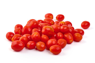 Fresh cherry tomatoes, isolated on white background.