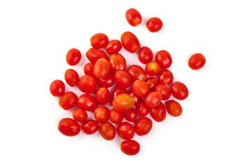 Fresh cherry tomatoes, isolated on white background.