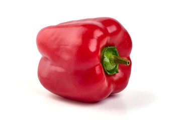 Red ripe bellpeppers, isolated on white background.