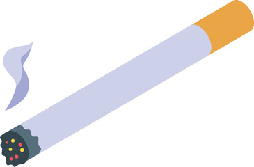 Burning cigarette is slowly releasing smoke in this isometric icon
