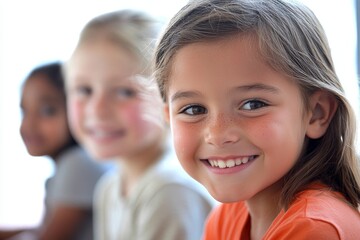 Fototapeta premium Happy kids at elementary school, Generative AI