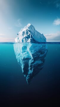 Underwater view of iceberg in the ocean