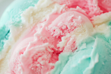 Close up shot rainbow ice cream scoop, Dessert concept