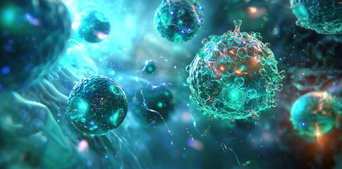 Fototapeta premium 3D rendering of microscopic medical images of human cells