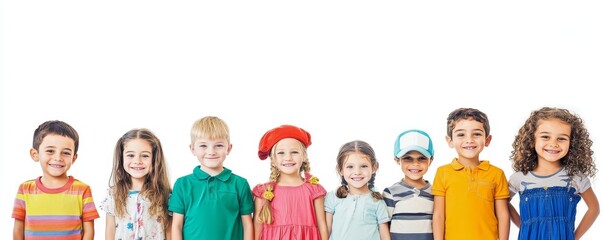 Children with different nationalities on white background, Generative AI