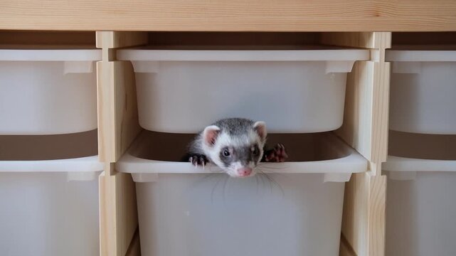 cute ferret play at home