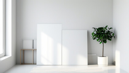 Studio illustration backgrounds, with a dominant minimalist white color