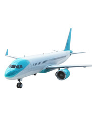 Obraz premium Modern Commercial Passenger Airplane in Flight with White Background