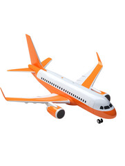 Obraz premium Vibrant Orange Commercial Jet in Flight
