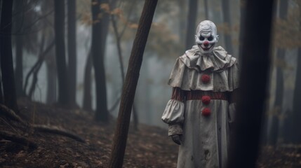 Fototapeta premium Creepy Clown in the Woods