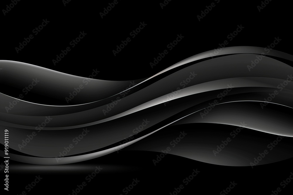 Wall mural abstract black and grey smooth waves background. modern corporate design. vector illustration.