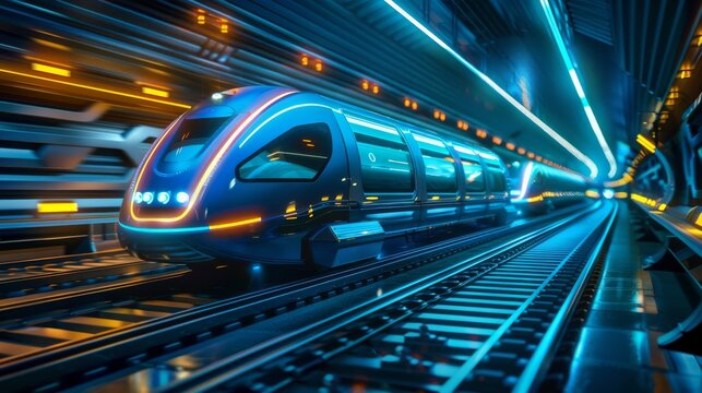 Futuristic Transportation Hub Showcasing Hyperloop Technology Concept.