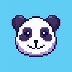 Pixel art cute panda head game asset design
