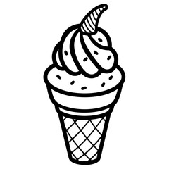 Ice cream line art vector Illustration
