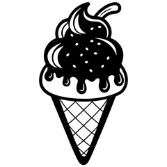 Ice cream line art vector Illustration
