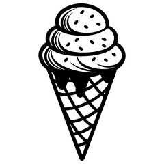 Ice cream line art vector Illustration
