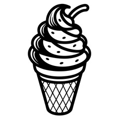 Ice cream line art vector Illustration
